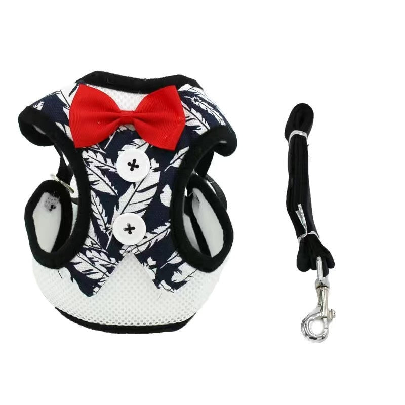 Elegant Bow Dog Collars Necktie Traction Rope Christmas Pet Harness for Small Medium Dogs Cat Chest Strap Dog Accessories