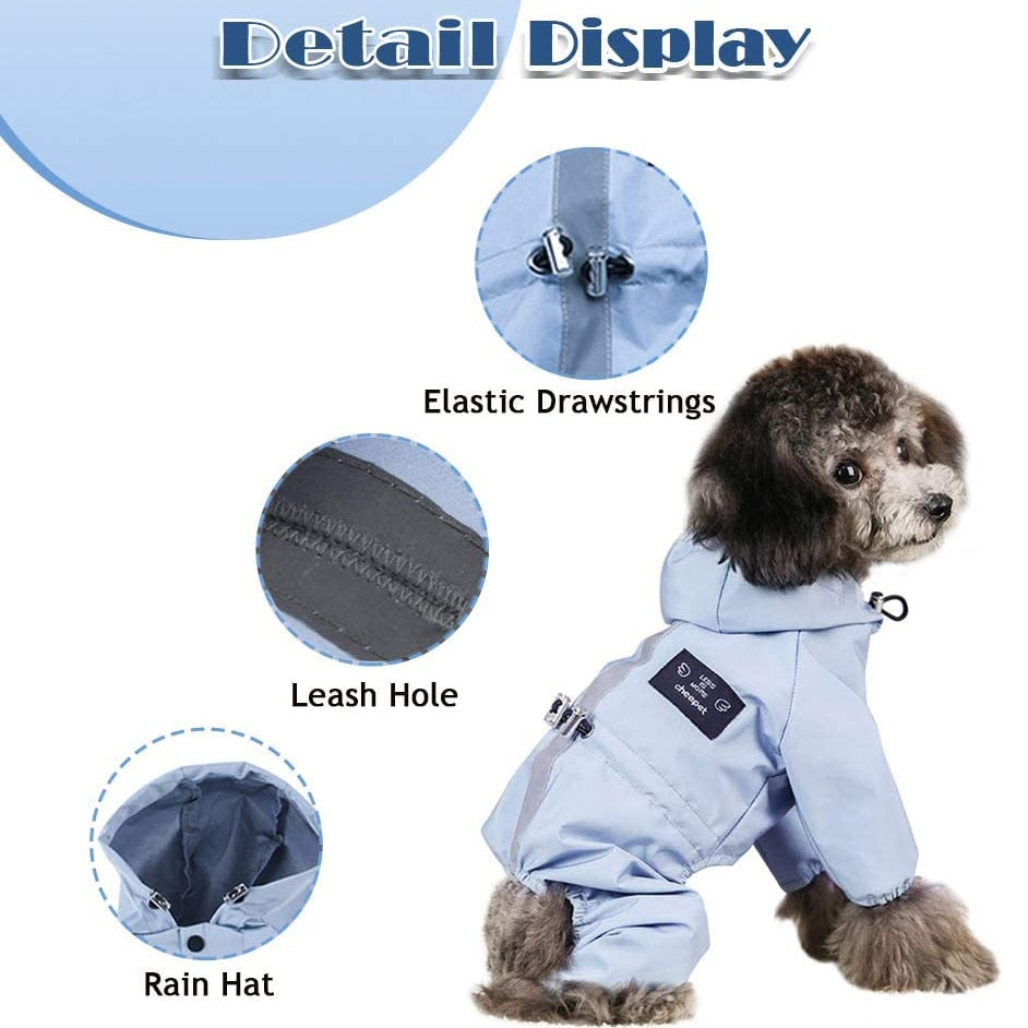 Dog Cat Clothes Waterproof Fashion Dog Jacket For Small Large Dog Bulldog Chihuahua Raincoat Reflective Adjustable Pet Jumpsuit