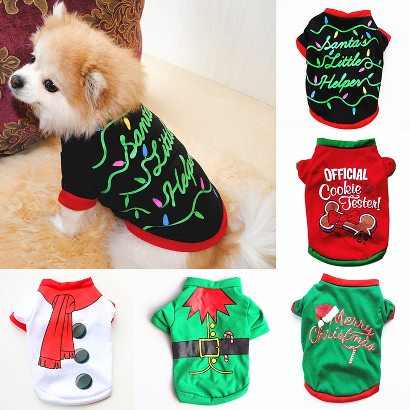 Christmas Cotton Pet Clothing Dog Clothes For Small Medium Dogs Vest Shirt New Year Puppy Dog Costume Chihuahua Pet Vest Shirt