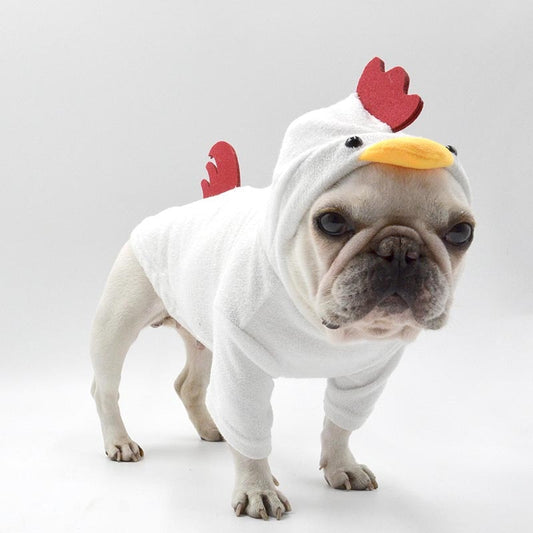 Funny Halloween Chicken Costume Pet Dog Clothes for Small Dogs Clothing Pug Warm Coat Dog Accessories French Bulldog Hoodies S-L