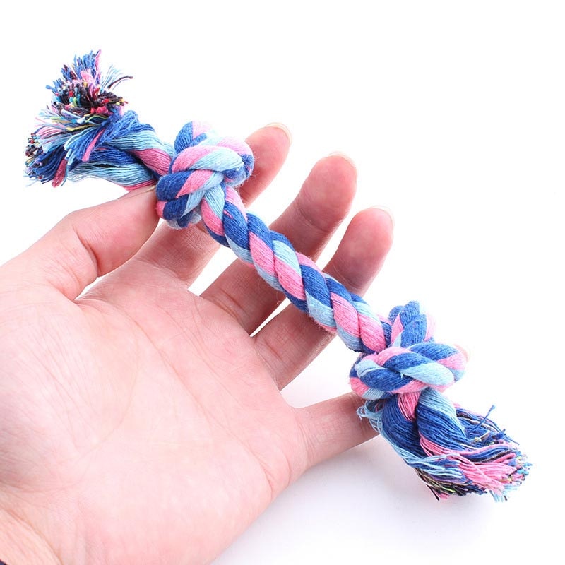 1pc Pet Dog Toy Rope Double Knot Cotton Braided Dog Rope Toy Puppy Chew Toy Cleaning Tooth Toys For dogs pet supplies petshop