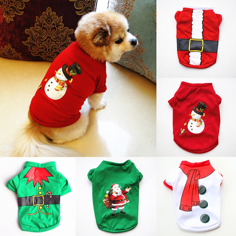 Christmas Cotton Pet Clothing Dog Clothes For Small Medium Dogs Vest Shirt New Year Puppy Dog Costume Chihuahua Pet Vest Shirt