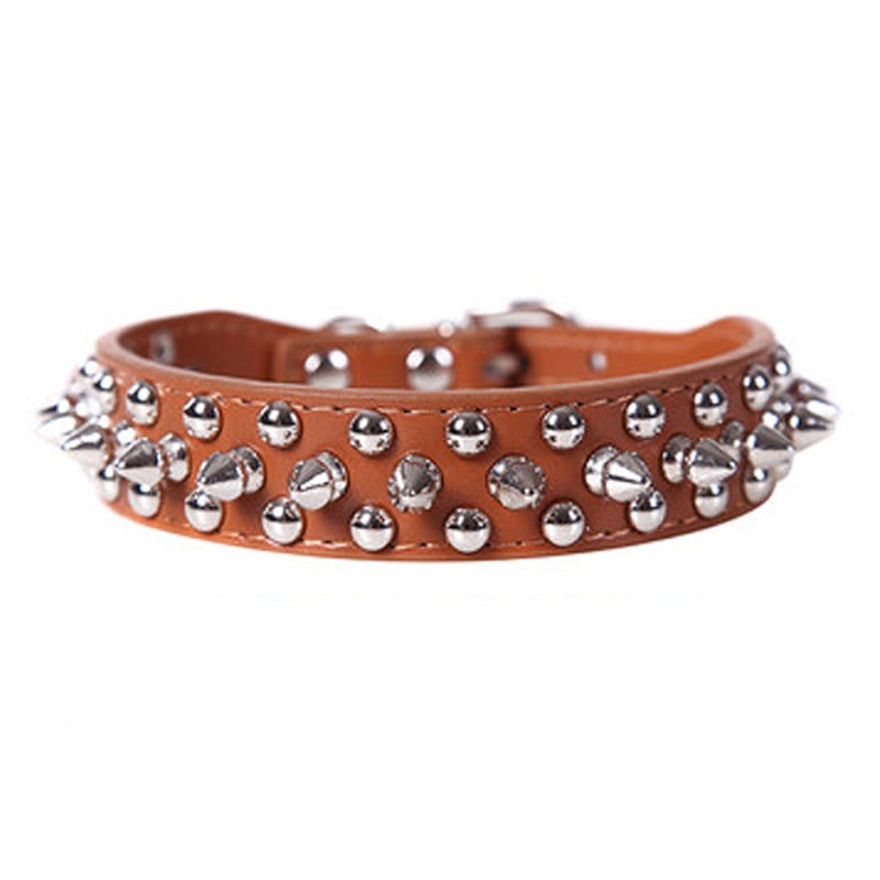 Adjustable Leather Pet Dog collar Neck Strap Supplies PU Leather Punk Rivet Spiked Dog Collar Pet Collars For Small Dog Cat