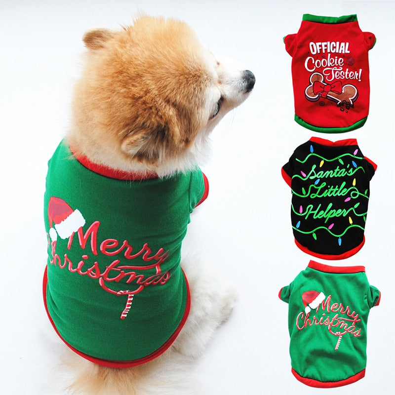 Christmas Cotton Pet Clothing Dog Clothes For Small Medium Dogs Vest Shirt New Year Puppy Dog Costume Chihuahua Pet Vest Shirt