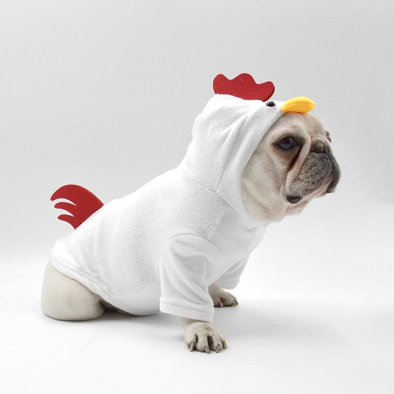 Funny Halloween Chicken Costume Pet Dog Clothes for Small Dogs Clothing Pug Warm Coat Dog Accessories French Bulldog Hoodies S-L