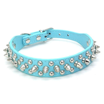 Adjustable Leather Pet Dog collar Neck Strap Supplies PU Leather Punk Rivet Spiked Dog Collar Pet Collars For Small Dog Cat