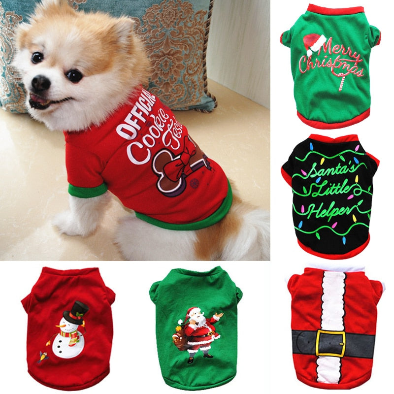 Christmas Cotton Pet Clothing Dog Clothes For Small Medium Dogs Vest Shirt New Year Puppy Dog Costume Chihuahua Pet Vest Shirt