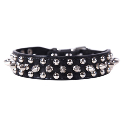 Adjustable Leather Pet Dog collar Neck Strap Supplies PU Leather Punk Rivet Spiked Dog Collar Pet Collars For Small Dog Cat