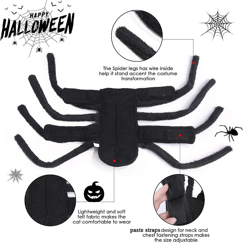 Halloween Pet Spider Clothes Simulation Black Spider Puppy Cosplay Costume For Dogs Cats Party Cosplay Funny Outfit Dropshipping