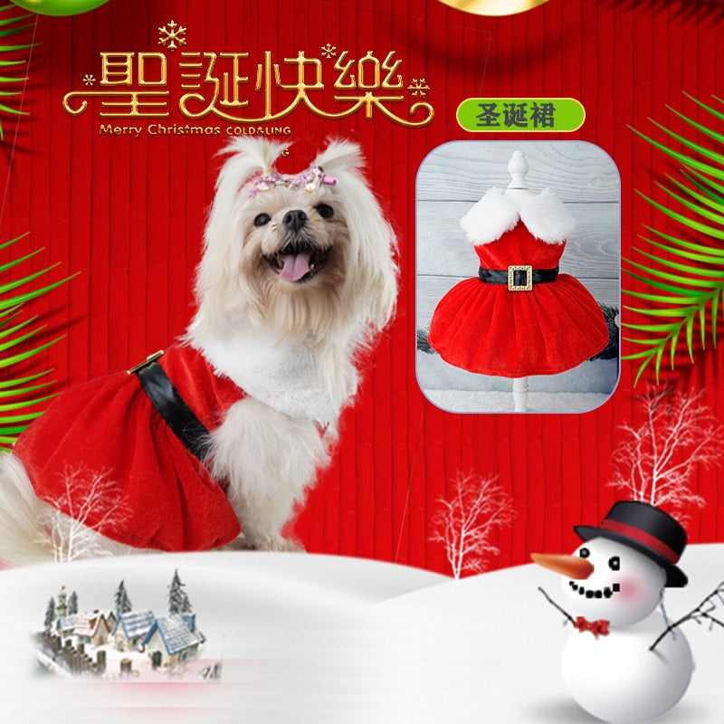 Christmas Dog Dresses For Small Dogs Clothes Summer Christmas Cosplay Cat Pet Dress Fancy Princess Puppy Dress Bichon Spitz