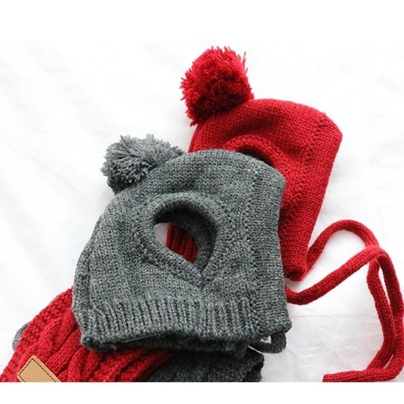 Hat for Dogs Winter Warm Stripes Knitted Hat+Scarf Collar Puppy Teddy Costume Christmas Clothes Santa Dog Costumes