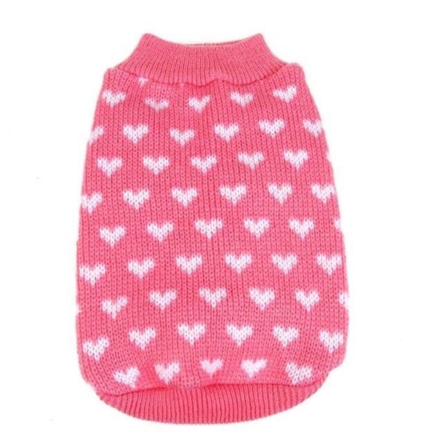 New Pet Knitted Sweater Crochet Cat Puppy Coat Jacket Pink Love Heart Printed Pet Pullover Warm Clothes Dog Pet Clothing